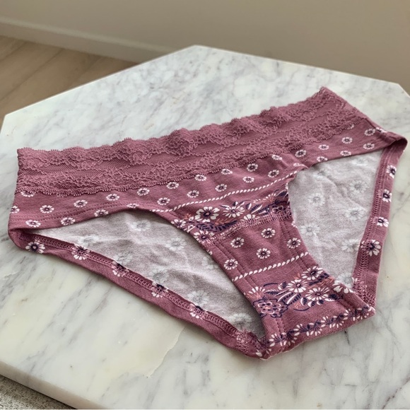 Purple Boho Paisley Print Low Rose Hiphugger Panty with Lace Waistband - Picture 2 of 8